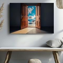 Wide-open Door Stands Prominently In The Wall Art Canvas Print Canvas Wall Art