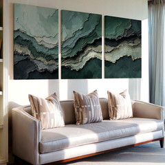 3 Pieces Abstract Geometric Layers Large Wall Art Set for Bedroom Set Of 3