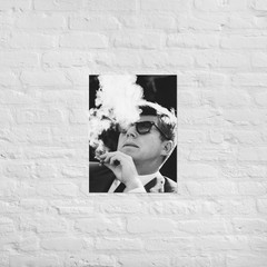 Kennedy Smoking Poster Historic Portrait of JFK JFK Cigar