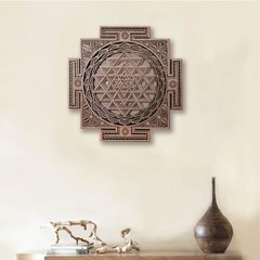 Sri Yantra Wall Art Wooden Sacred Geometry Decor, Handcrafted Sri Chakra Wall…