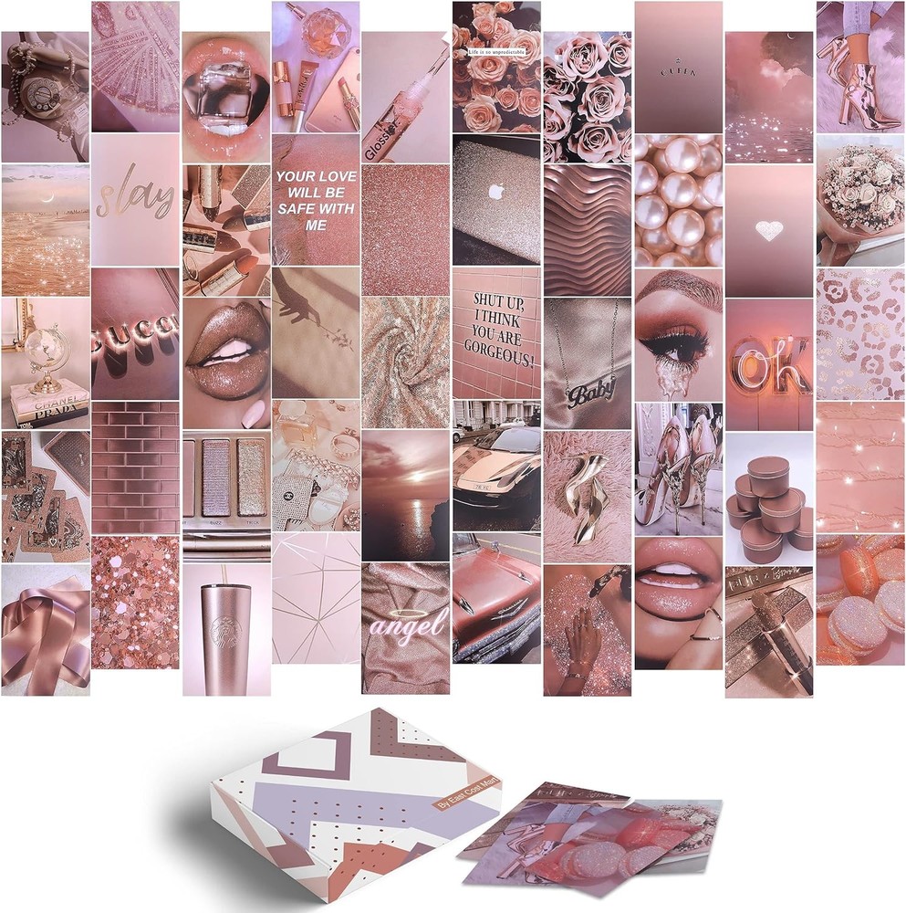 East Coast Mart Wall Collage Kit – 50 Pcs, 4×6 Inches, Photo Rose Gold