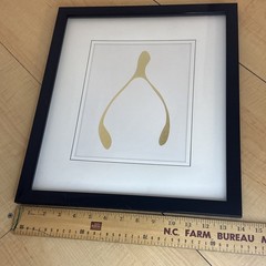Gold Foil Wishbone Framed Wall Art 16×14 Black Frame Good Luck Symbol