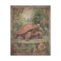 Vintage TURTLE FLOWER GARDEN Wall Art, Reptile Pet Tortoise Botanical Poster