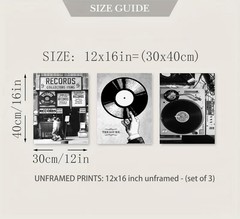 3Pcs Music Poster Wall Art Fashion Black And White Photography Preppy Vinyl R…