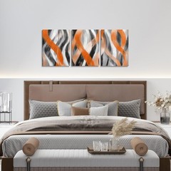 Geometric Stripes Wall Art 3 Piece Modern Abstract Wall Decor Black Grey Oran…