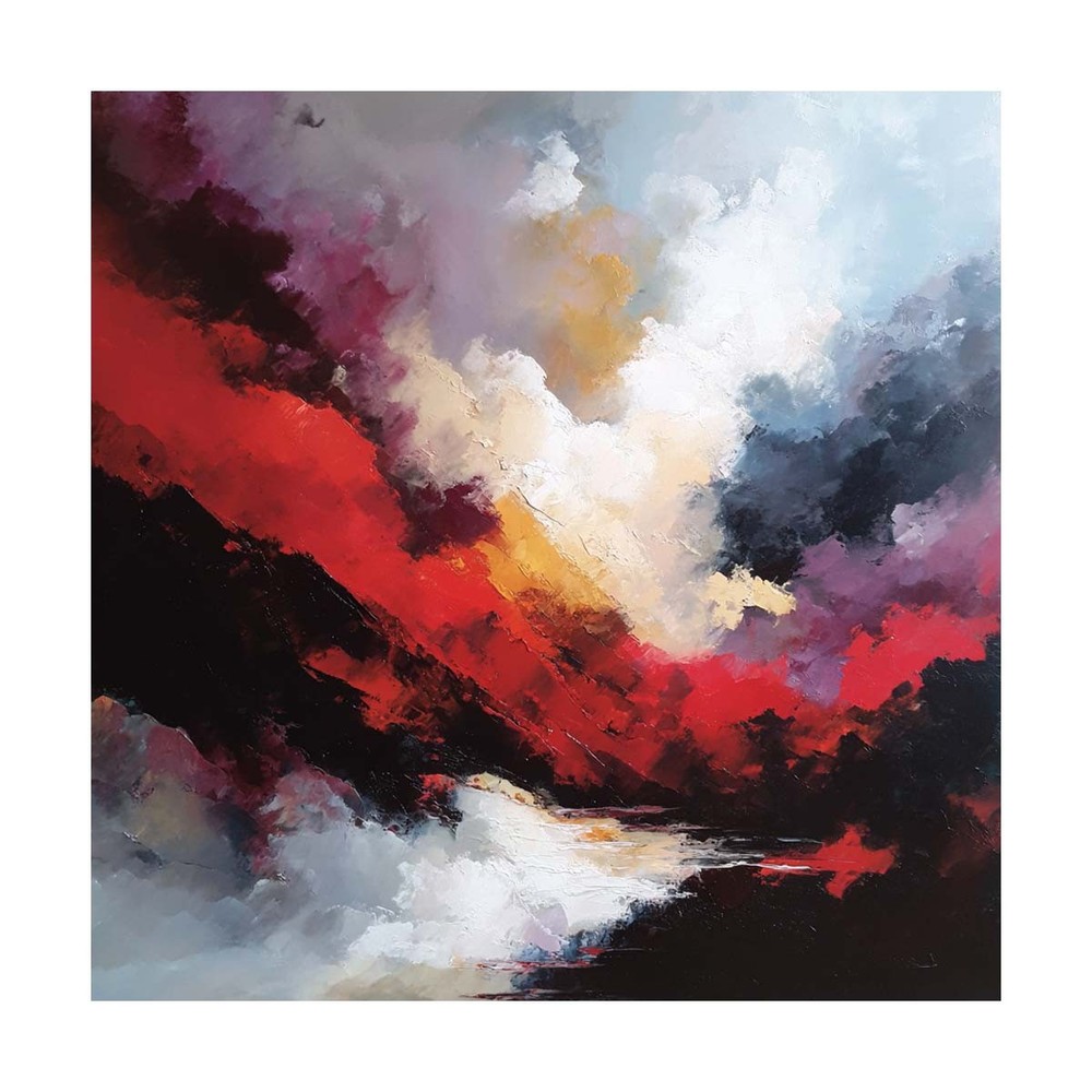 Hand Painted Oil Painting Canvas Red Abstract Wall Art Artwork for Home Decor