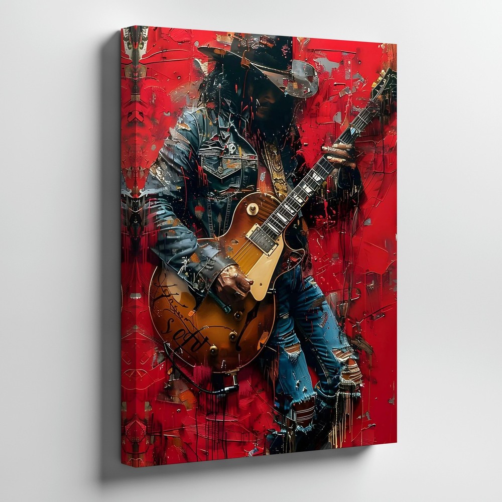 Rock Guitarist Wall Art Canvas Print Urban Modern Abstract Musician Home Decor