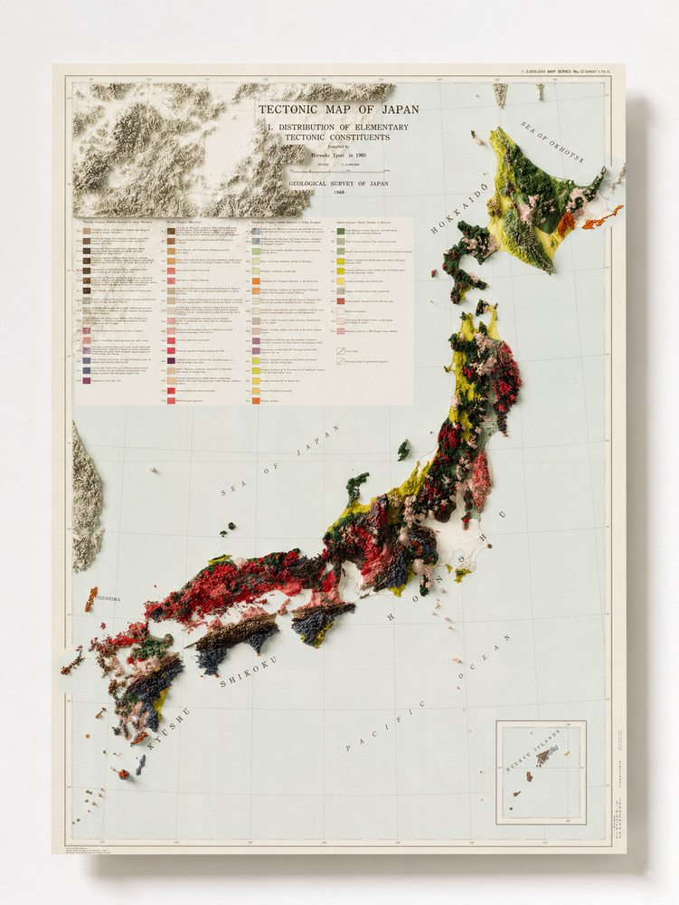 Japan Geological Map Wall Art – Vintage 2D Topographic Poster Print Decor