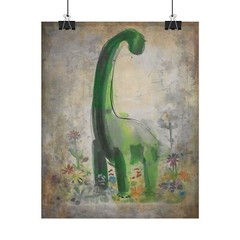 Vintage DINOSAUR BOTANICAL Wall Art, Jurassic Flower Decor, Dino Floral Print