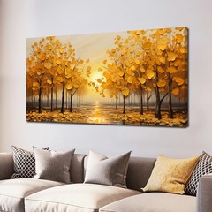 Tree Painting Wall Art Bedroom Yellow Wall Pictures for Living Room Office Wa…