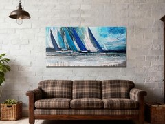 Waterproof Nautical Blue Sailboat Wall Art – Perfect for Any Room 40×20