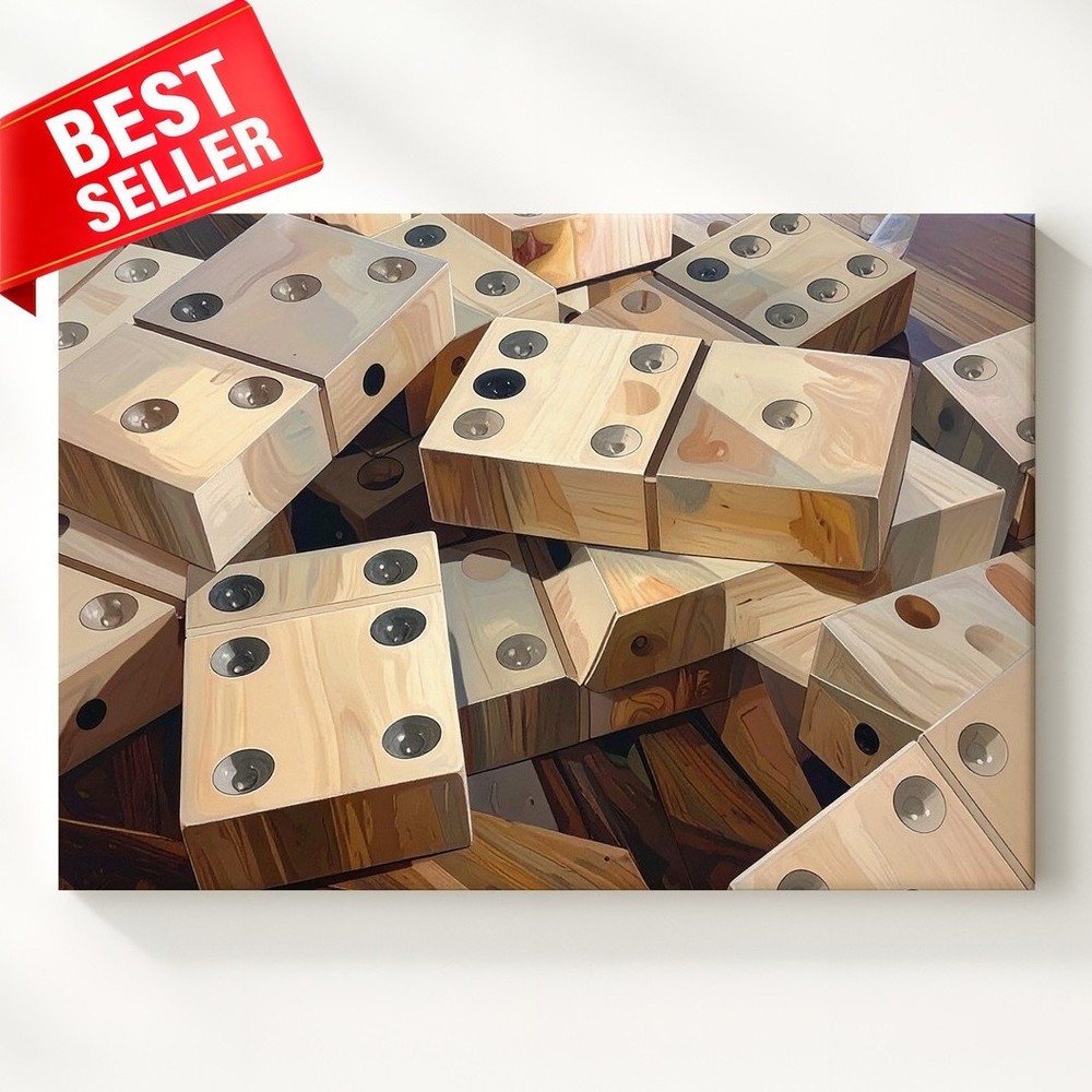 Cozy Ivory Domino Scatter Tabletop Gaming Some Games Quiet Close Canvas Wall Art