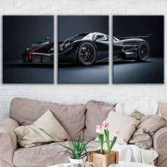 3pcs Abstract Black Cool Sports Car Racing Car Wall Art Canvas Unframed/Framed