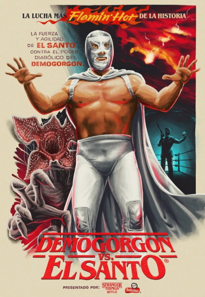 13220.Wall Decor Poster.Interior.Vintage Demogorgon El Santo Mexican Wrestling