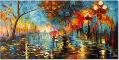 0 3D Hand Painted Abstract Landscape Art – 48×24 Romantic Canvas Wall Decor