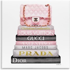 Watercolor High Fashion Bookstack’, Wall Plaque Art,12 x 12 Inches, Easy to Hang