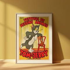 Tom and Jerry Movie Poster French Vintage Cartoon Animation Film Art Print