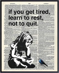 Banksy Rest Don’t Quit – Unframed Dictionary Wall Art Print – Makes a Great Gift