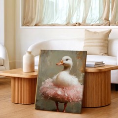 Farmhouse Canvas White Duck in Pink Tutu Farm Animal Farmhouse Office Print