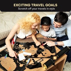 Scratch Off World Map Poster and Detailed United States Map – Deluxe Travel T…