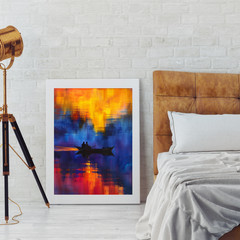 Abstract Boat Wall Art Print | Moody Modern Ocean Canvas & Fine Art