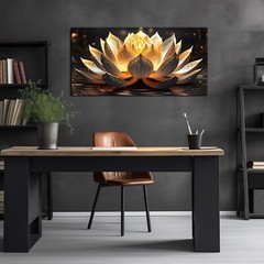 TYTAUPT Lotus Flower Canvas Wall Art For Bedroom Women Gold And Yellow Wall