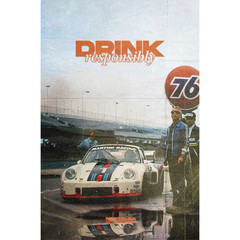 Porsche 911 Martini Racing Poster Vintage Car Race Track Wall Art Print