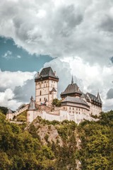 White Black Concrete Castle On The Mountain Under The Clouds Wall – POSTER 20×30