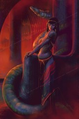 Dark Fantasy Enchanting Serpent Goddess Mystical Female Figure Wall Art Poster