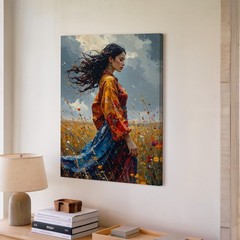 Canvas Wall Art a Vivid and Emotional Digital Painting of a Woman Standing in