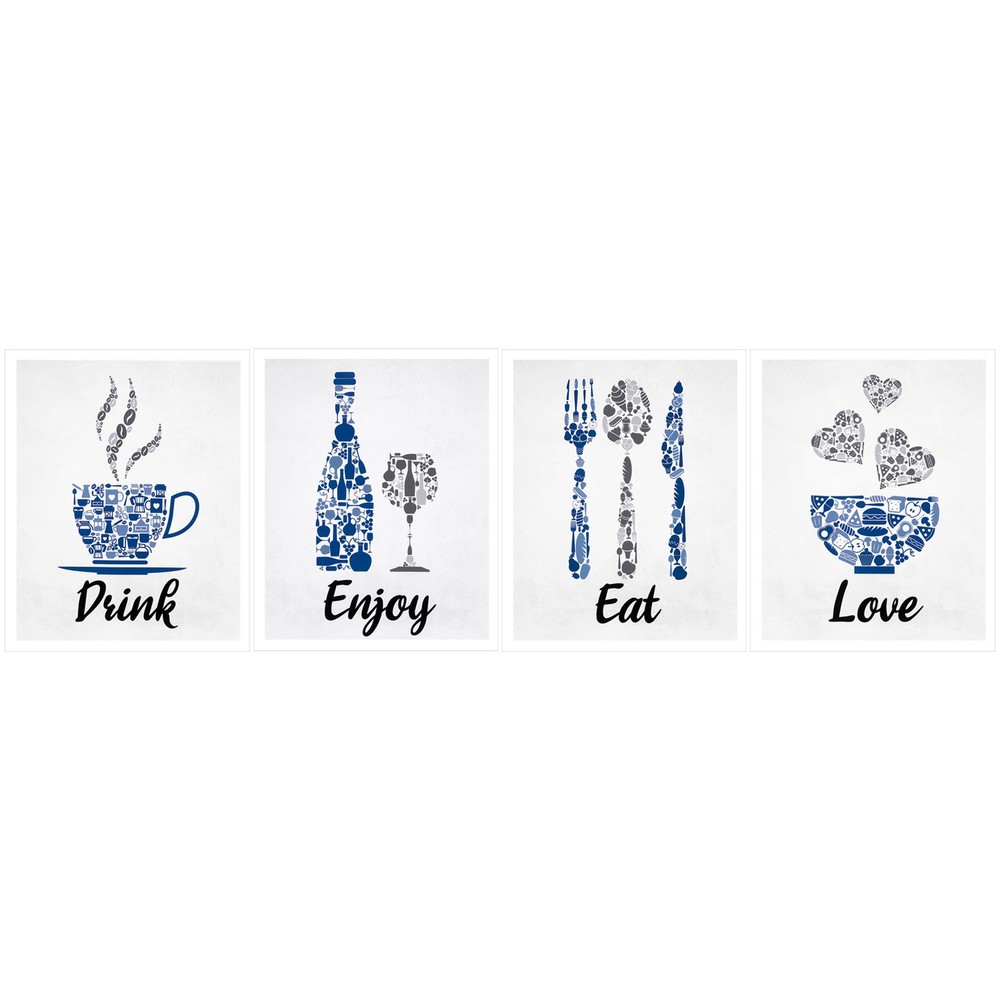 Navy Grey White Vintage Inspirational Kitchen Restaurant Cafe Bar Wall3832