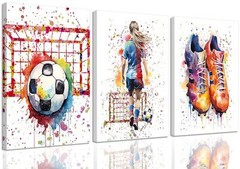3Pcs Girl Graffiti Soccer Canvas Wall Art Colorful Sneakers Posters Prints Wa…