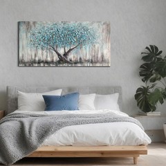 3D Hand-paint Wall Art Abstract Canvas Wooden Chic Farmhouse Ready To Hang