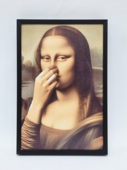 Black Frame Canvas Wall Decoration Mona Lisa Funny Art Decor 8×12