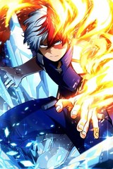 Shoto Todoroki My Hero Academia Fire and Ice Poster print 11″x17″ home decor