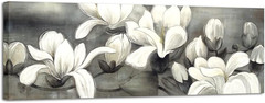 Wieco Art Magnolia Modern Wrapped Floral Artwork Giclee Canvas Prints White and