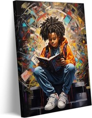 Black Boy Reading Canvas Wall Art Black Boy Books Inspiring Wall Decor Pictur…
