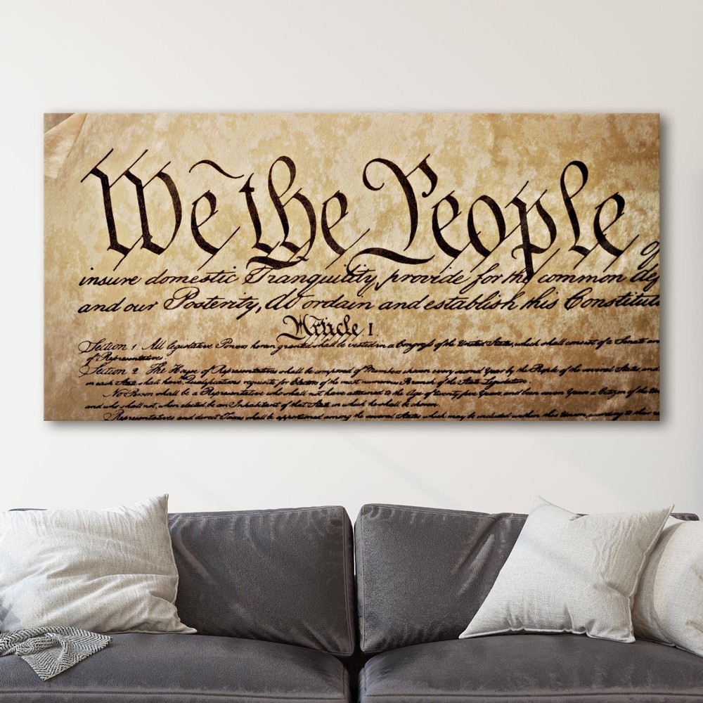 We The People – United States Constitution USA History Canvas Wall Art Print