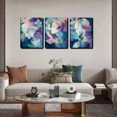 3pcsFlowers And Woman In Transparent Style Wall Art Canvas Framed 50x70cm