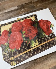 Oliver Gal Louis Vuitton LV Trunk Red Flowers Canvas Wall Art 36L X 24W