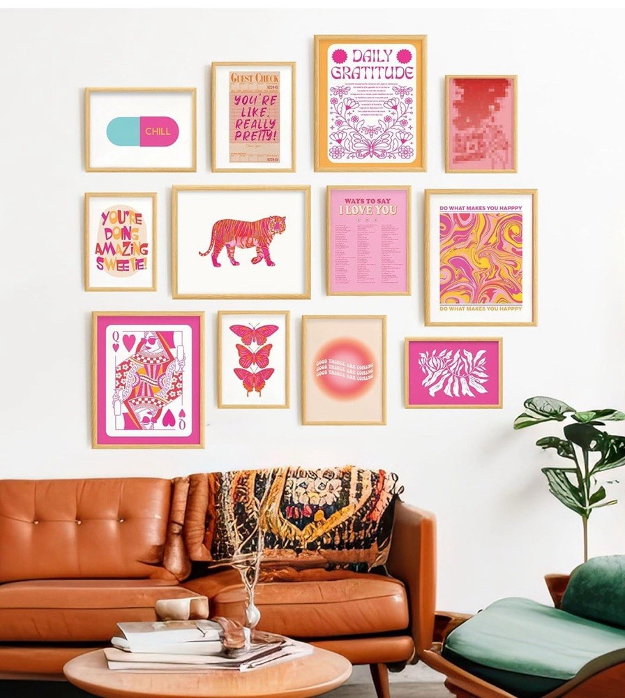 Lucky Numen Set Of 12 Posters For Girls Bedroom Pink Wall Decor Unframed Posters