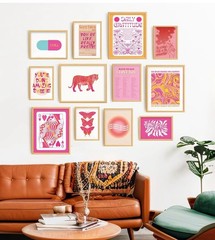 Lucky Numen Set Of 12 Posters For Girls Bedroom Pink Wall Decor Unframed Posters
