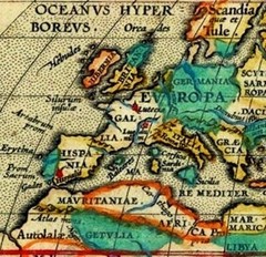 Ancient 1590 Old Antique World Maps; 100% Cotton Canvas, Magnetic Wooden Hanger