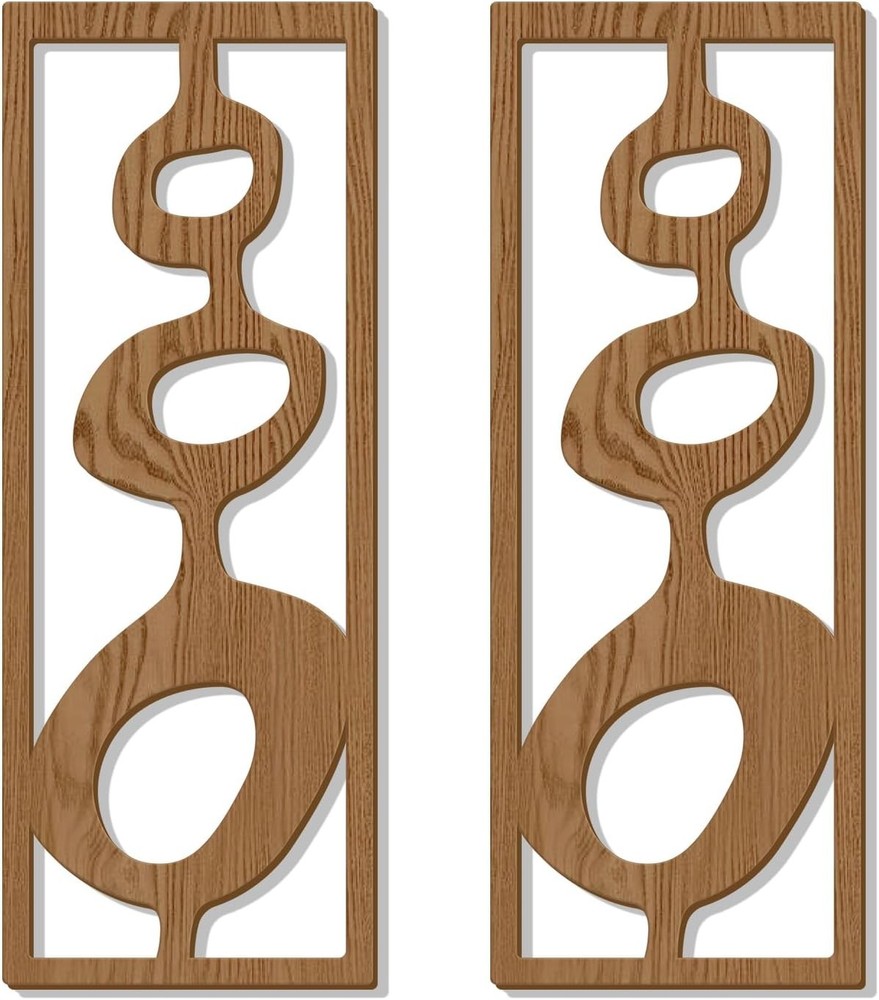 Zzbakress 2 Pcs Mid Century Wall Decor Wooden Mid Century Modern Decor Modern Ar