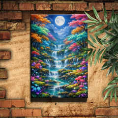 Christmas magic moon forest winter canvas wall art poster print, frameless decor