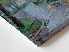 Impressionist City Park Canvas Art Rainy Day Urban Landscape Wall Decor Print