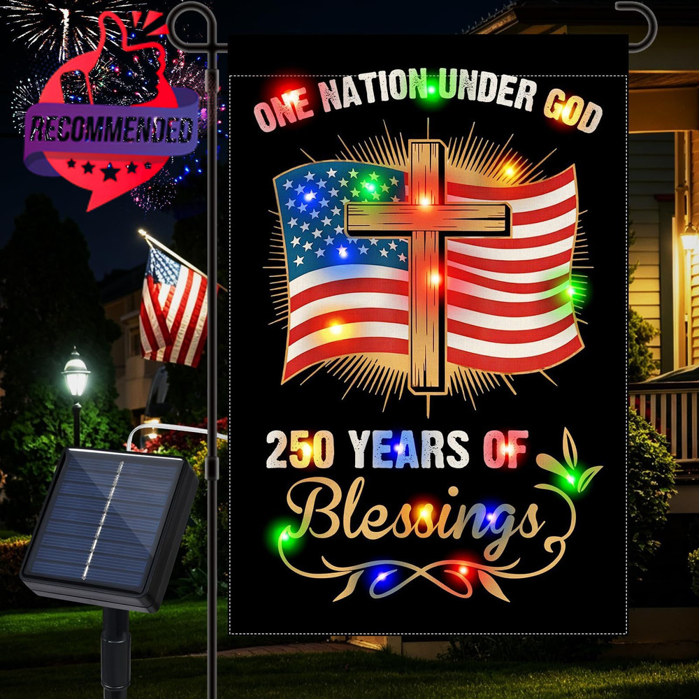 Led Lighted 250 Anniversary Usa Garden Flag, Double-sided Solar 250th American