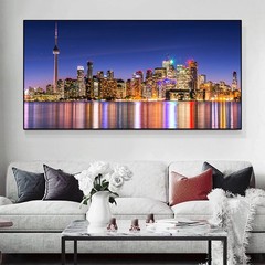 Toronto Skyline Cityscape Canvas Painting Home Decor Poster Wall Art Picture