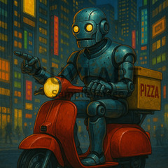 Photo Digital Product – Wallpaper Image Picture Robert ride Pizza Delivery A-292