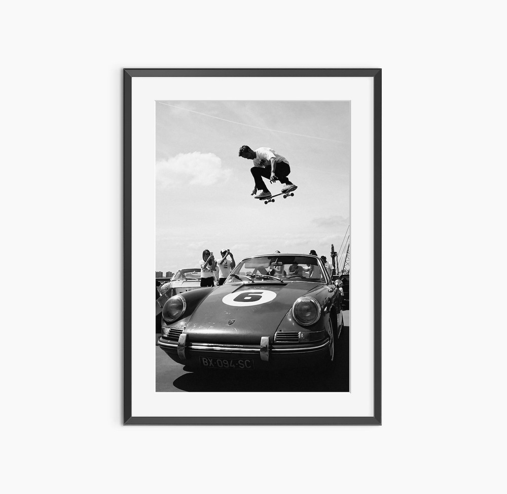 Porsche Print, Skateboard Poster, Photography Prints, Black and White Wall Art